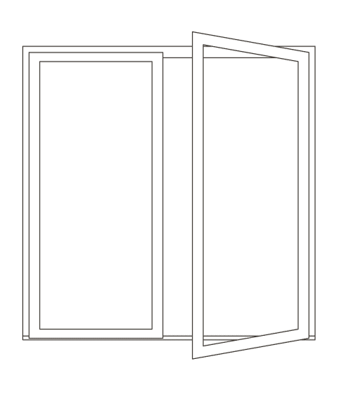 2-teilige Balkontüre: Linken Teil öffnen, rechten Teil öffnen und kippen